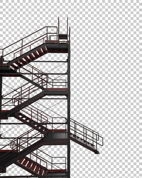 Escalera exterior industrial aislada sobre fondo transparente ilustración de renderizado 3d