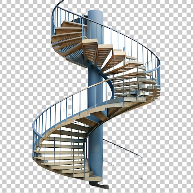 Escalera helicoidal en espiral de metal realista