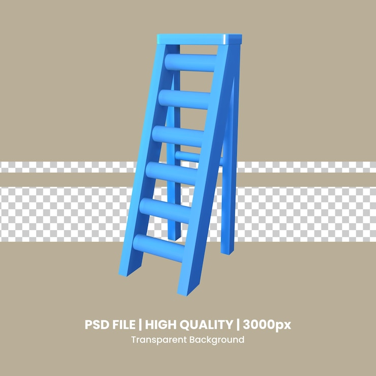 PSD escalera de iconos 3d aislada en el fondo transparente