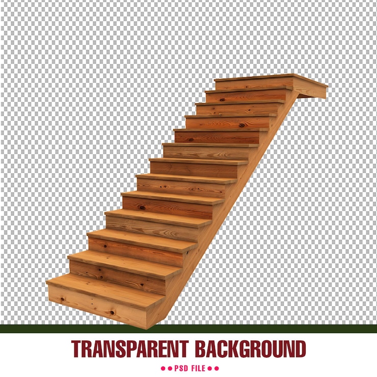 PSD escalera de madera con fondo transparente psd