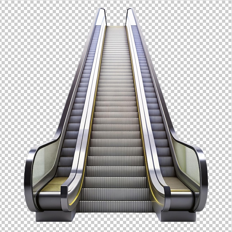 PSD escalera mecánica sobre un fondo transparente