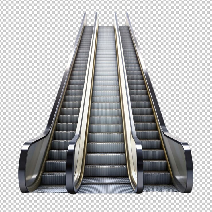 PSD escalera mecánica sobre un fondo transparente