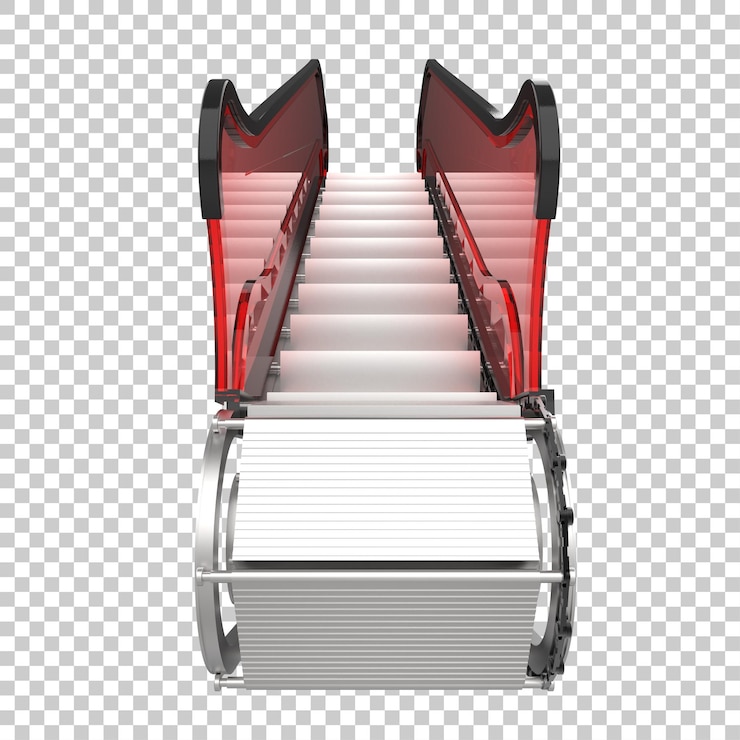 PSD escalera mecánica única en la ilustración de renderizado 3d de fondo transparente