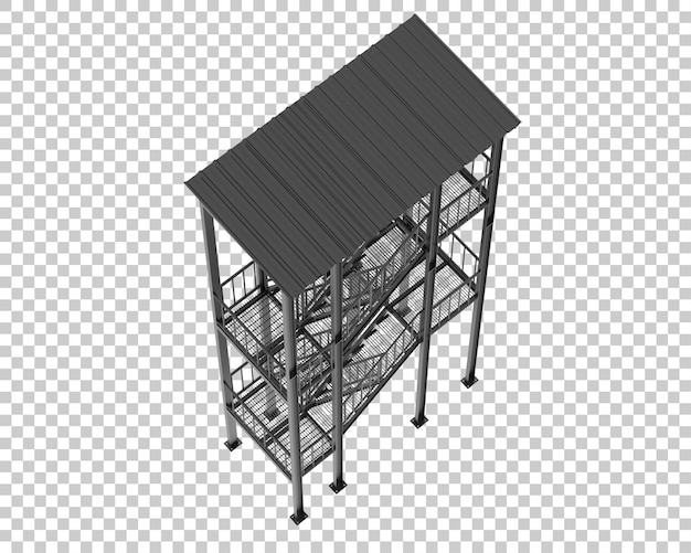 Escaleras de escape de incendios aisladas sobre un fondo transparente Ilustración de renderización en 3D