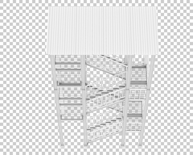 Escaleras de escape de incendios aisladas sobre un fondo transparente Ilustración de renderización en 3D