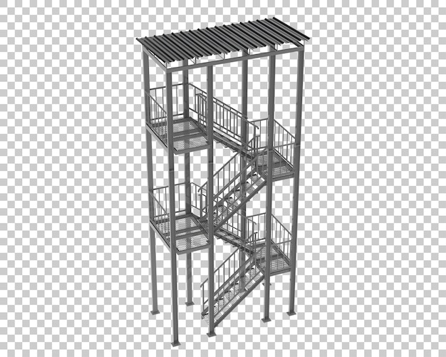 Escaleras de escape de incendios aisladas sobre fondo transparente ilustración de renderizado 3d