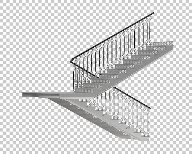 Escaleras de interior aisladas sobre un fondo transparente, ilustración de renderizado 3D