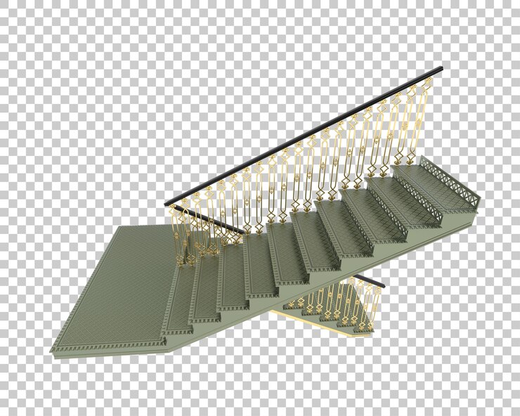 PSD las escaleras interiores aisladas sobre un fondo transparente ilustración de renderización 3d