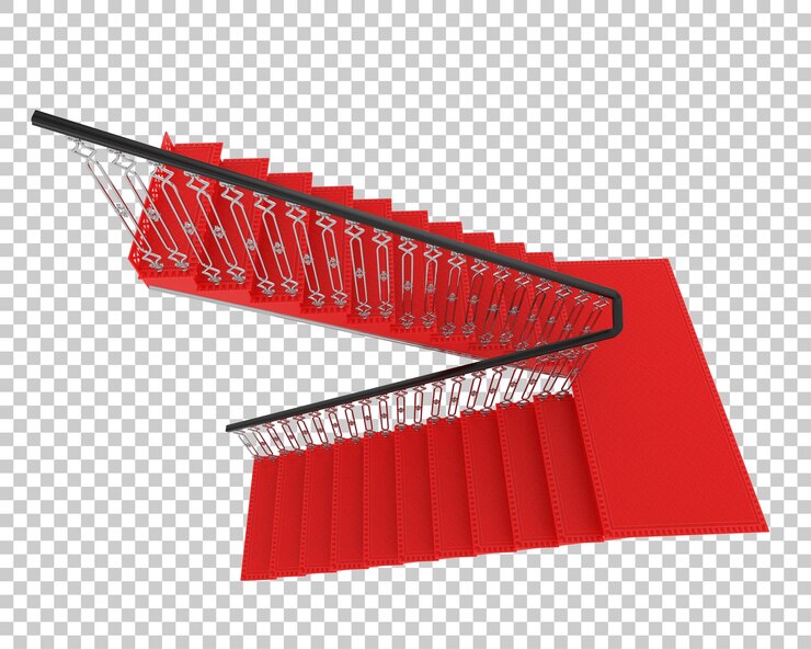PSD las escaleras interiores aisladas sobre un fondo transparente ilustración de renderización 3d