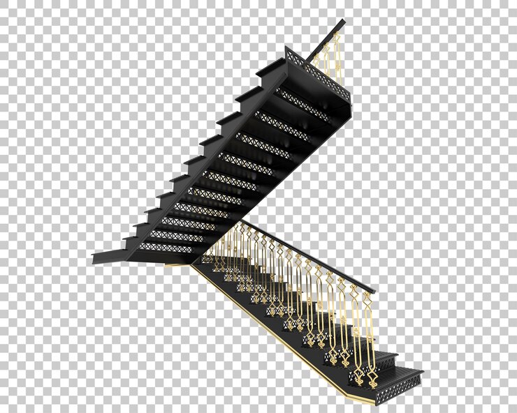 PSD las escaleras interiores aisladas sobre un fondo transparente ilustración de renderización 3d