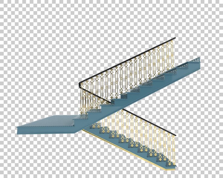 PSD las escaleras interiores aisladas sobre un fondo transparente ilustración de renderización 3d