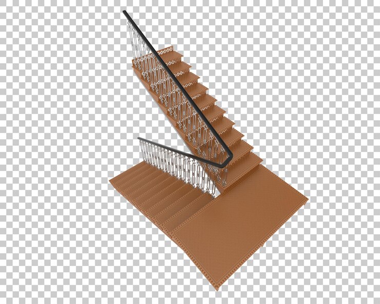 PSD las escaleras interiores aisladas sobre un fondo transparente ilustración de renderización 3d