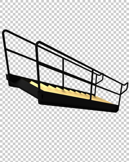 Escaleras metálicas aisladas sobre fondo transparente Ilustración de renderizado 3d