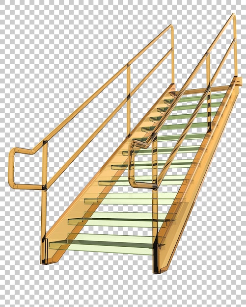 Escaleras metálicas sobre fondo transparente Ilustración de renderizado 3d