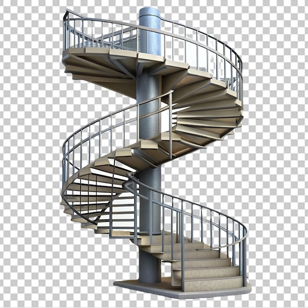 PSD escalier hélicoïdal en spirale métallique réaliste