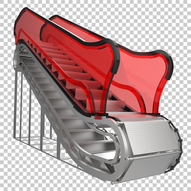 Escalier mécanique unique sur fond transparent illustration de rendu 3d