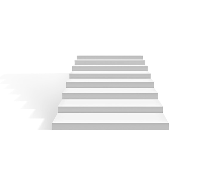 PSD escaliers blancs, fond transparent réaliste