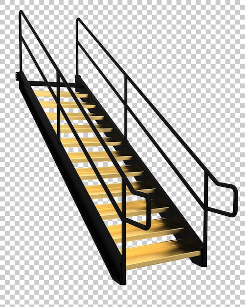 PSD escaliers métalliques isolés sur fond transparent illustration de rendu 3d
