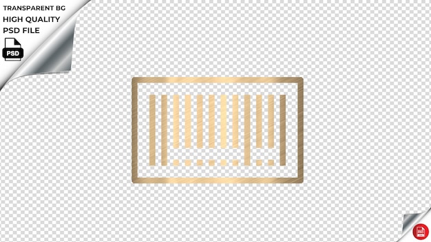 PSD escaneo de código de barras en la tienda de compras escaneo de etiqueta rfid icono vectorial oro brillante color textura psd transparente