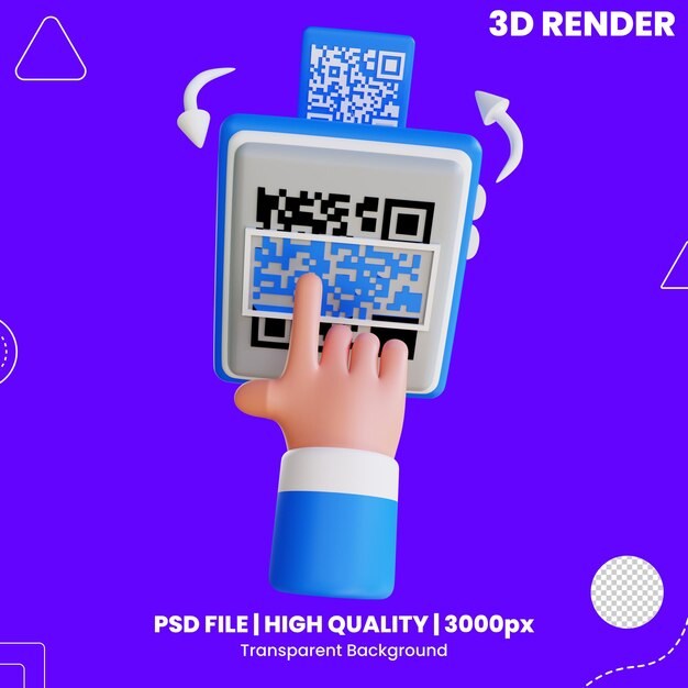 PSD escaneo del código qr con icono 3d