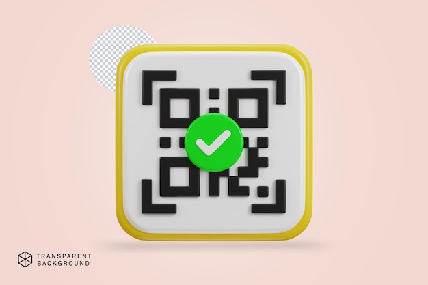 Escaneo de código qr verificación de pago código qr icono 3d