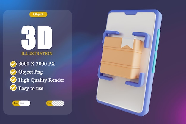 Escáner de logística móvil de ilustración 3D 2
