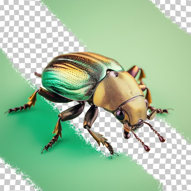 PSD un escarabajo con un fondo amarillo y verde y la palabra insecto a la izquierda.