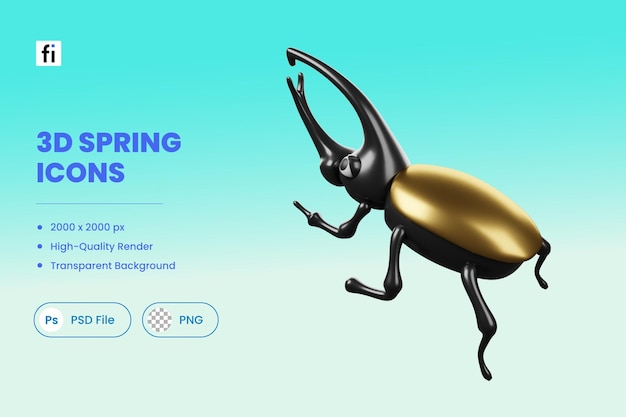 Escarabajo de ilustración de primavera 3d