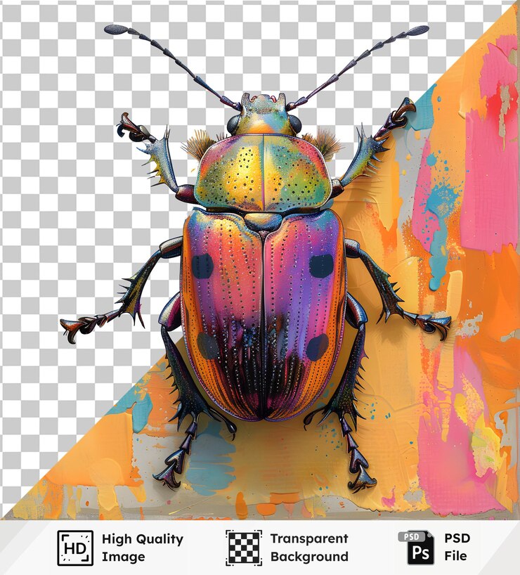 PSD escarabajo iridescente em tela pintada