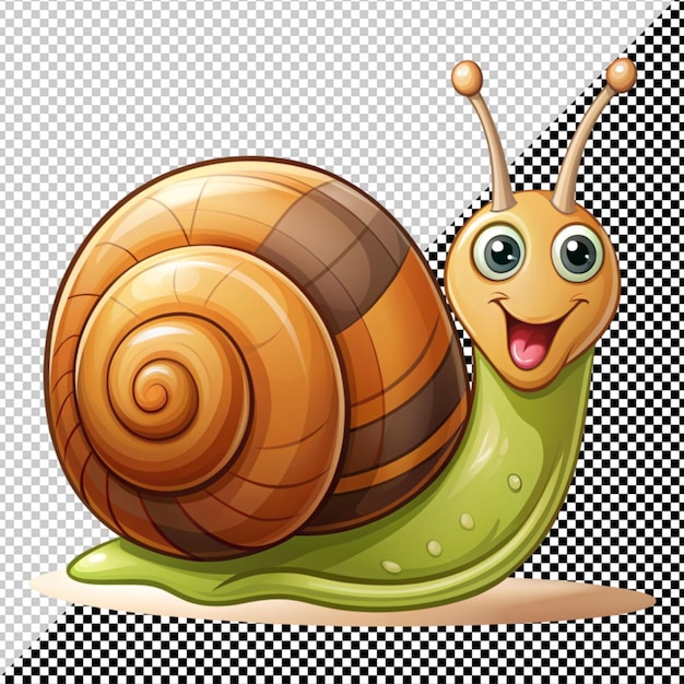 PSD un escargot de dessin animé sur un fond transparent