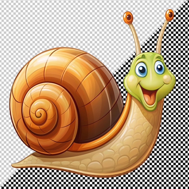 PSD un escargot de dessin animé sur un fond transparent