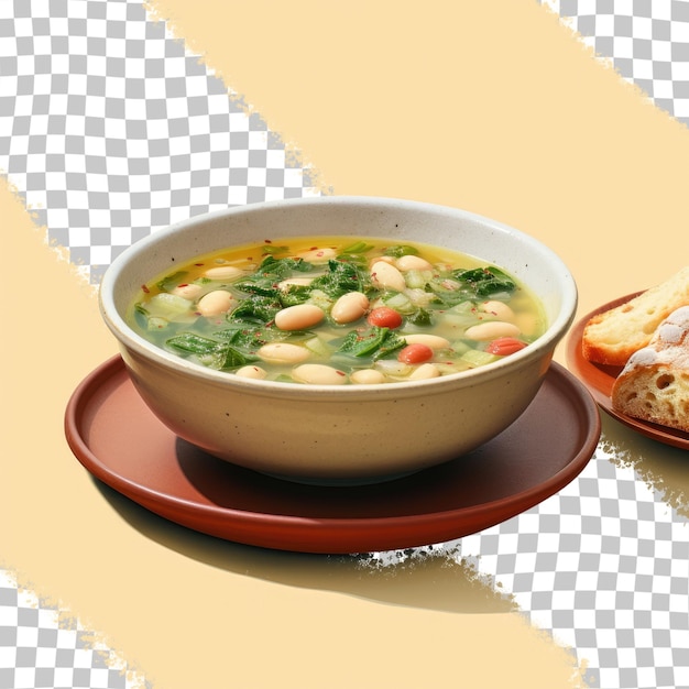 Escarole e sopa de feijão branco em uma tigela