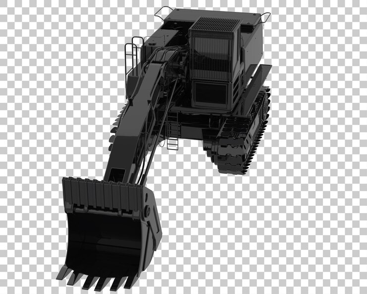 PSD escavadeira na ilustração de renderização 3d de fundo transparente