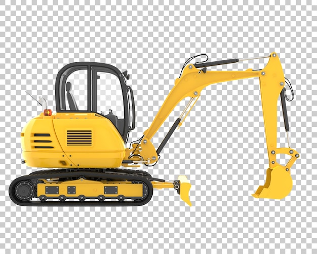 Escavatore compatto su sfondo trasparente 3d rendering illustrazione