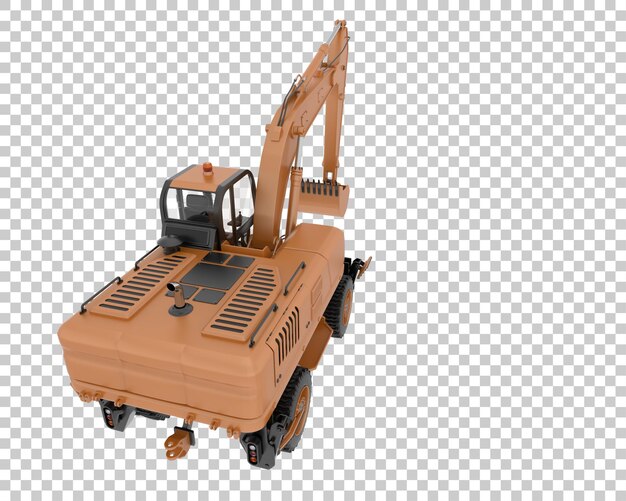 Escavatore gommato su sfondo trasparente 3d rendering illustrazione