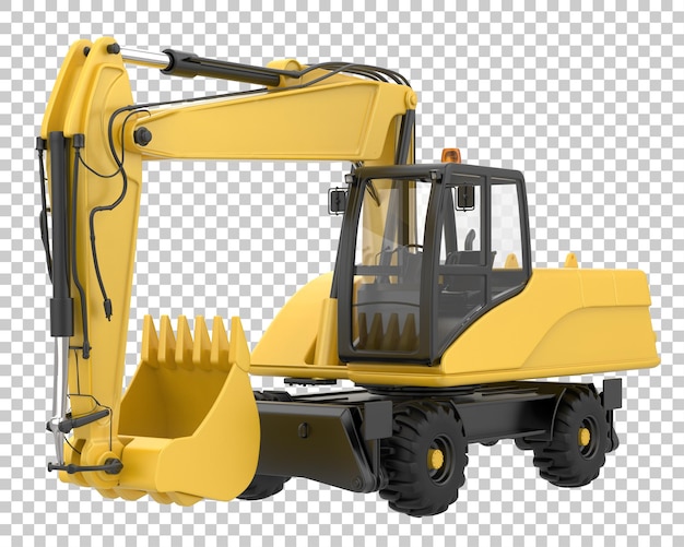Escavatore su sfondo trasparente 3d rendering illustrazione