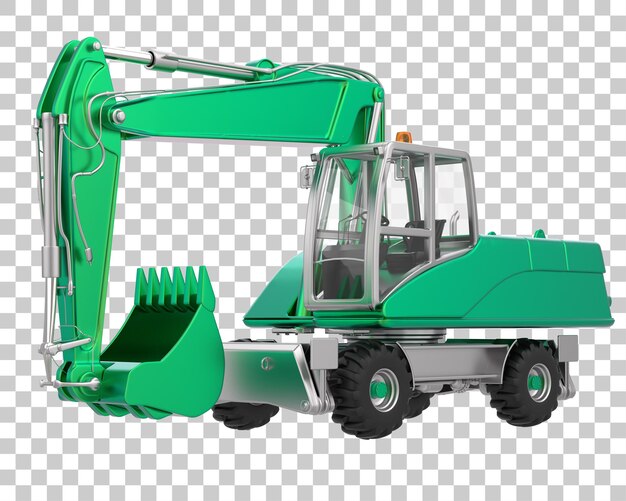 Escavatore su sfondo trasparente 3d rendering illustrazione