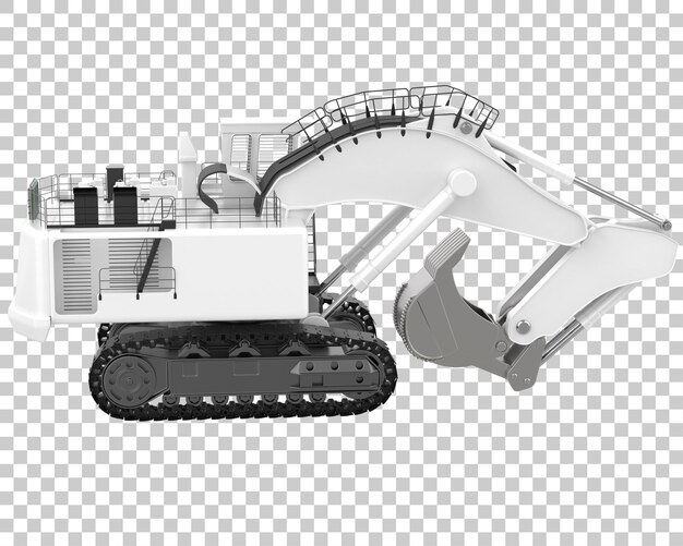 Escavatore su sfondo trasparente 3d rendering illustrazione