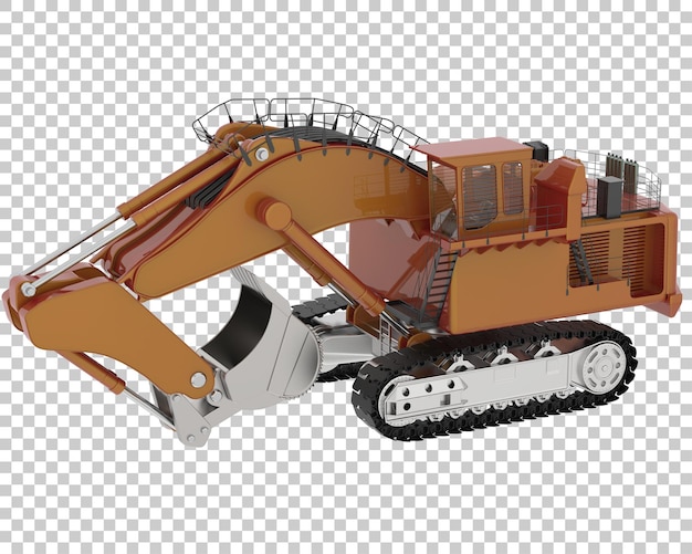 Escavatore su sfondo trasparente 3d rendering illustrazione