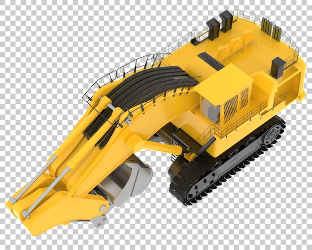 Escavatore su sfondo trasparente 3d rendering illustrazione
