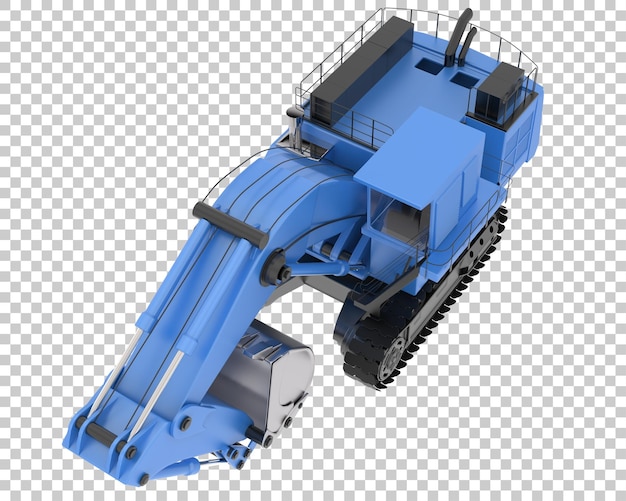 Escavatore su sfondo trasparente 3d rendering illustrazione
