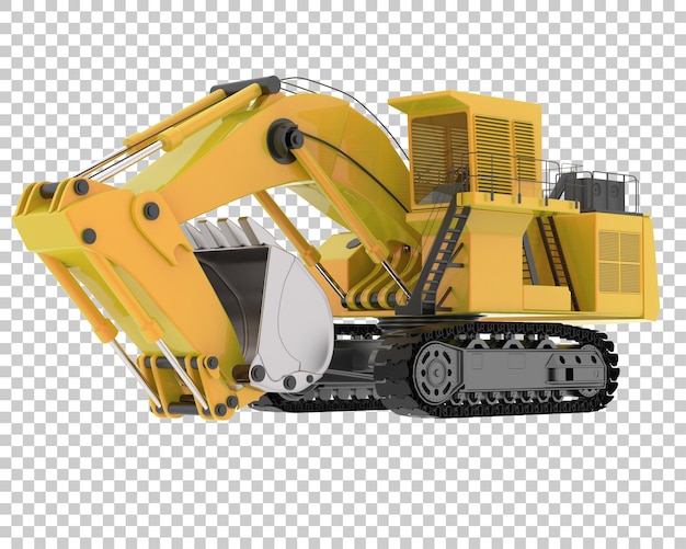 Escavatore su sfondo trasparente 3d rendering illustrazione