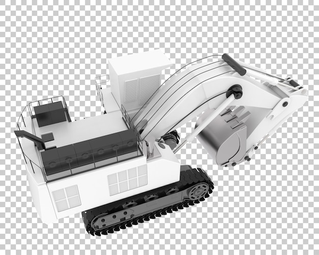 Escavatore su sfondo trasparente 3d rendering illustrazione