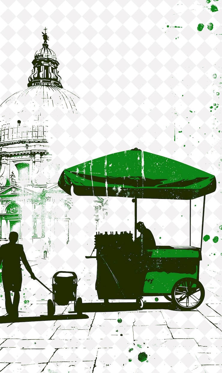 PSD la escena de la basílica passeggiata con personas paseando y un diseño de ilustración de la cultura re italy