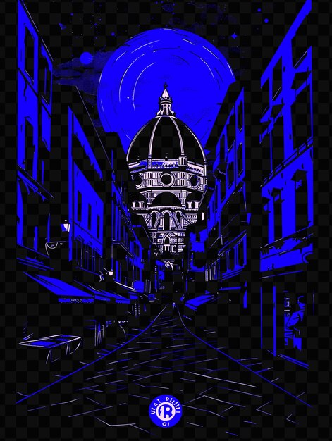 PSD con la escena de la calle renacentista de florencia y el duomo ponte vecch psd vector t-shirt tattoo ink scape art