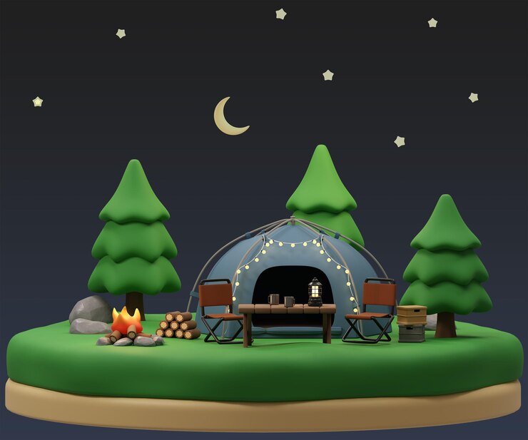 PSD escena de campamento bajo las estrellas