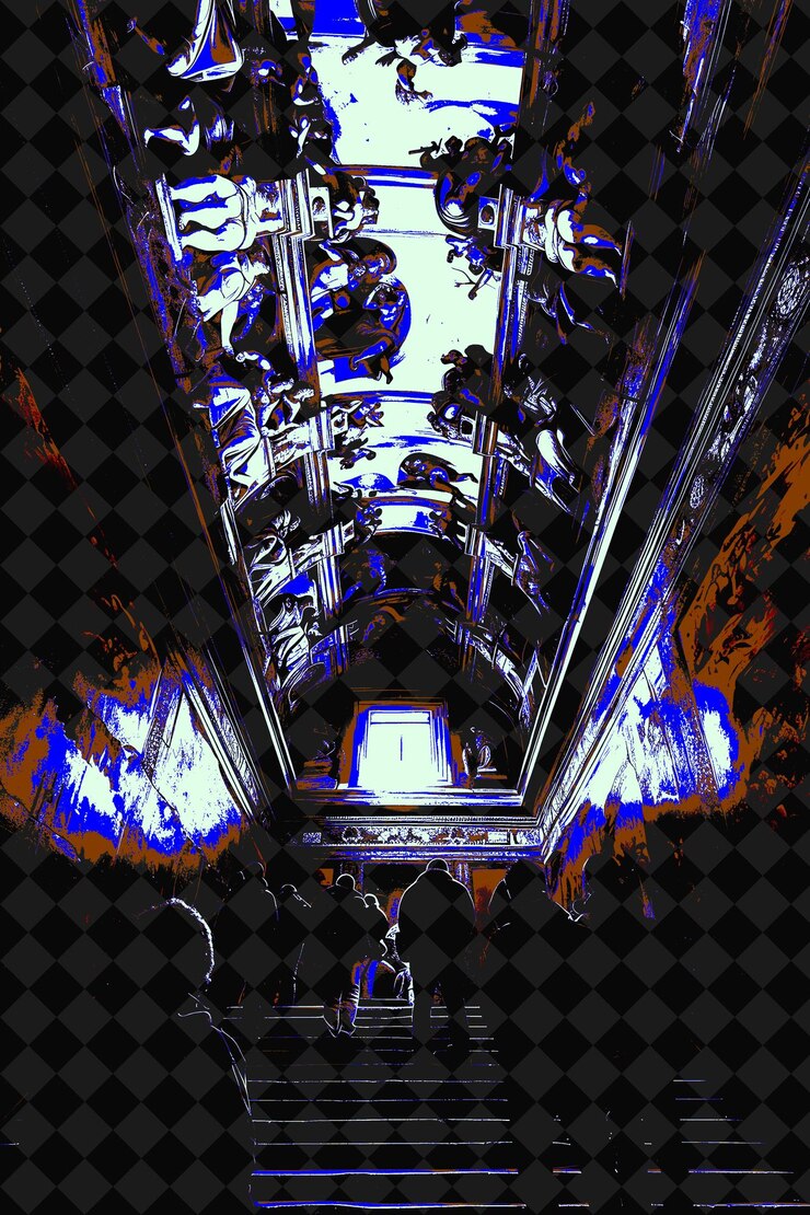 PSD la escena de la capilla sixtina con el techo y la gente admira en italia cultura diseño de ilustraciones