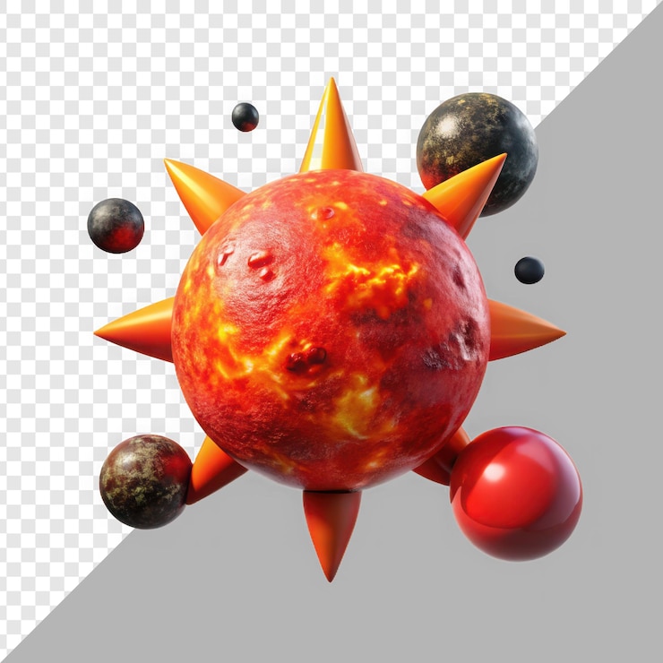 PSD una escena celeste vibrante con una estrella roja de fuego y planetas en órbita en un universo dinámico