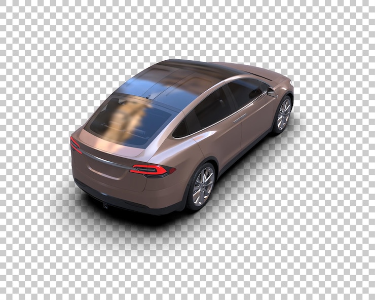 PSD escena de un coche moderno aislado en el fondo ilustración de renderización 3d