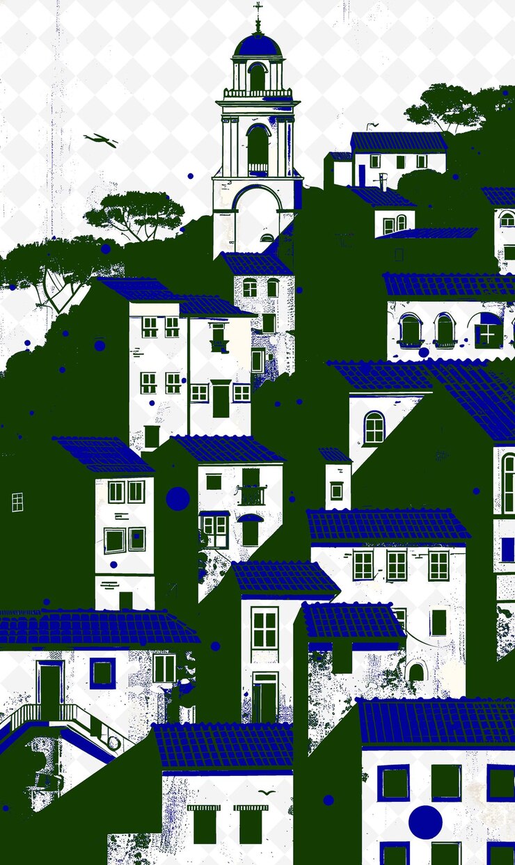 PSD escena de arquitetura brasileira com edifícios com ilustração indepe vida e cultura brasileira